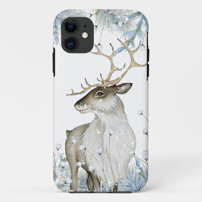 Coques Case-Mate iPhone Aquarelle d'hiver Elk (Dos)