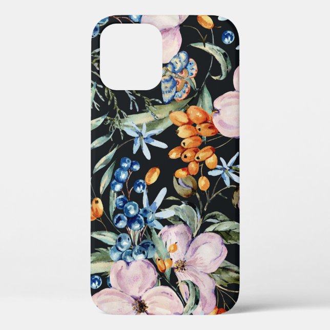 Coques Case-Mate iPhone Aquarelle douce : Baies florales roses (Verso)