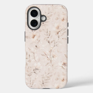 Coque Pour iPhone 16 Aquarelle douce branches florales neutre beige
