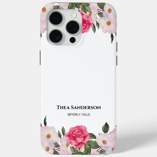 Coques Case-Mate iPhone Aquarelle Doux rose blanc Roses illustration (Verso)
