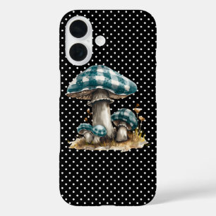 Coque Pour iPhone 16 Aquarelle En vichy Jardin aux champignons