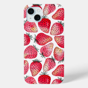 Coque iPhone 15 Mini Aquarelle et encre de fraises