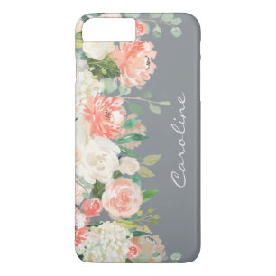 Etui iPhone Case-Mate Aquarelle féminine florale sur gris avec monogramm