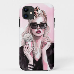 Case-Mate iPhone Case Aquarelle fille de mode avec crème glacée