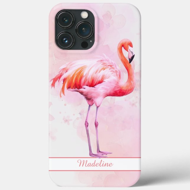 Coques Case-Mate iPhone Aquarelle Flamant rose rose tropicale Personnalise (Verso)