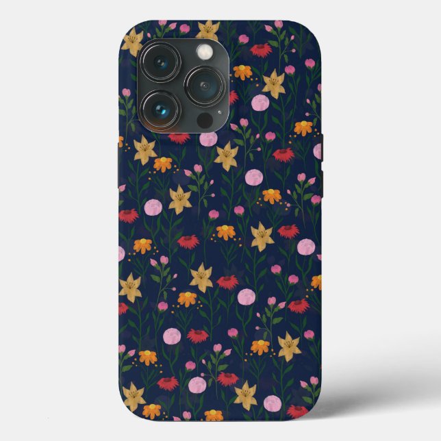 Coques Case-Mate iPhone Aquarelle Fleur sauvage colorée Design bleu (Verso)