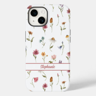Coque Pour iPhone 14 Aquarelle Fleur sauvage Fille Fille Nom floral