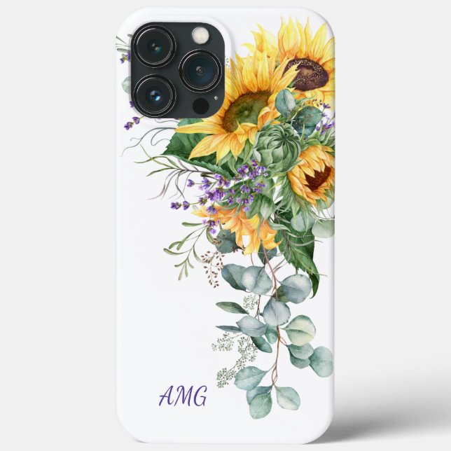 Coques Case-Mate iPhone Aquarelle Fleurs de soleil Eucalyptus Lavande Flor (Verso)