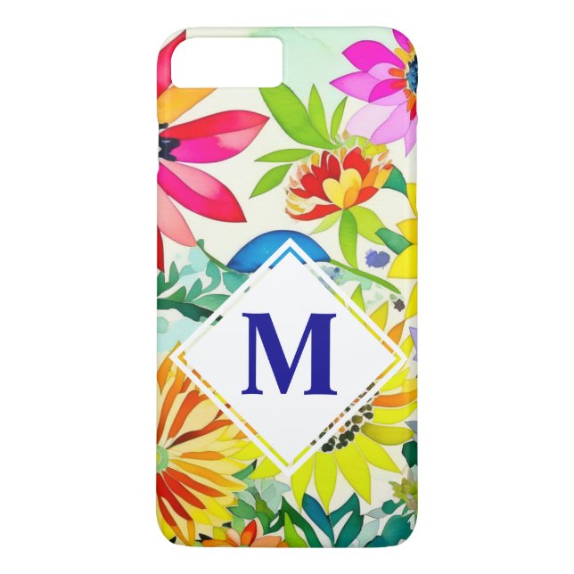 Coques Case-Mate iPhone Aquarelle Fleurs Monogrammes (Dos)