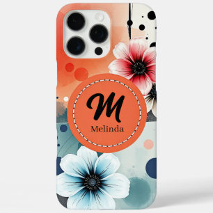 Coques iPhone 16 Pro Max Aquarelle Fleurs Rose Bleu Distressed Art Fille