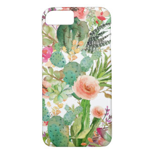 Coque iPhone 7 Aquarelle Floral Cactus Motif