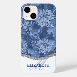 Coque Pour iPhone 14 Aquarelle Floral Motif - Bleu sur Bleu
