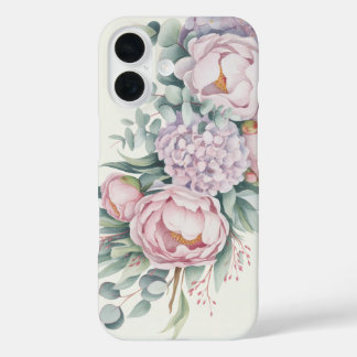 Coque Pour iPhone 16 Aquarelle Floral Peony Hydrangea Téléphone boîtier