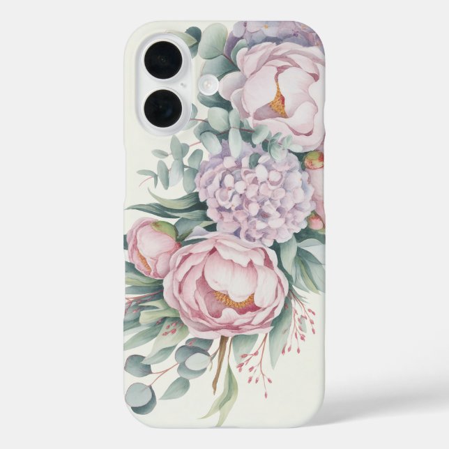 Coques Case-Mate iPhone Aquarelle Floral Peony Hydrangea Téléphone boîtier (Verso)