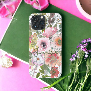 Case-Mate iPhone Case Aquarelle Floral Rose rose Peach Sage Nom personna