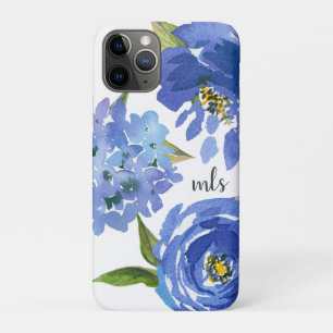 Case-Mate iPhone Case Aquarelle florale bleu monogramme
