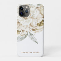 Aquarelle florale minimaliste moderne Peonie blanc