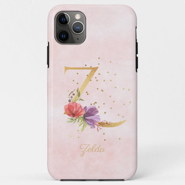 Coques Case-Mate iPhone Aquarelle Florale Nom Lettre Z initiale (Dos)