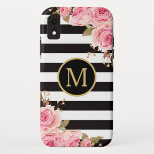 Case-Mate iPhone Case Aquarelle Florale Nuances noir et blanc Monogramme