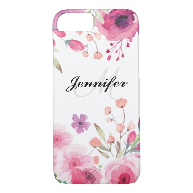 Coques Case-Mate iPhone Aquarelle florale personnalisée (Dos)