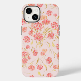 Coque Pour iPhone 14 Aquarelle florale rose et or tulipe