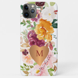 Case-Mate iPhone Case Aquarelle florale rustique couleur or monogrammé