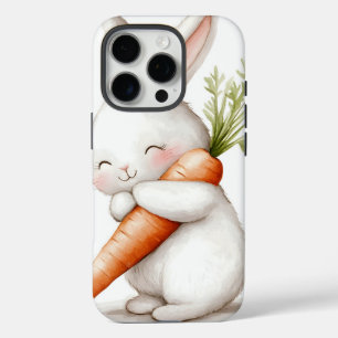 Coques iPhone 16 Pro Aquarelle Fluffy Bunny Carrot Love