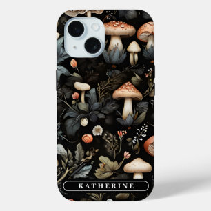 Coque Pour iPhone 15 Aquarelle Forêt Verdure Champignons Automne