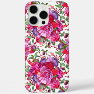 Coques iPhone 16 Pro Max Aquarelle Fuchsia Blooms