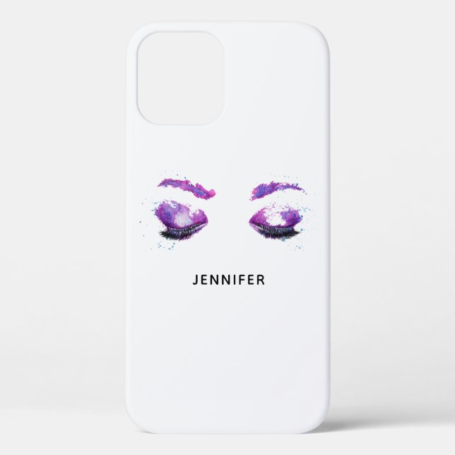 Coques Case-Mate iPhone Aquarelle glamour aux yeux et aux bouillons pourpr (Verso)