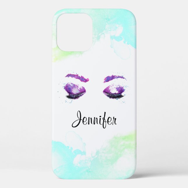 Coques Case-Mate iPhone Aquarelle glamour aux yeux et aux bouillons pourpr (Verso)
