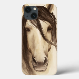 Etui iPhone 13 Aquarelle Grange Animaux Cheval