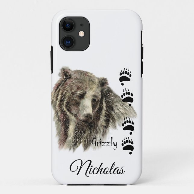 Coques Case-Mate iPhone Aquarelle Grizzly Oear Animal Art à la Personnalis (Dos)