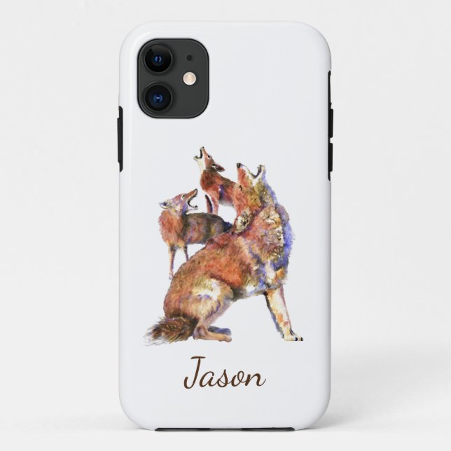 Coques Case-Mate iPhone Aquarelle Howling Coyotes Animal Nature Custom (Dos)