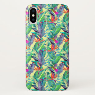 Coque iPhone X Aquarelle Humminbirds dans la jungle