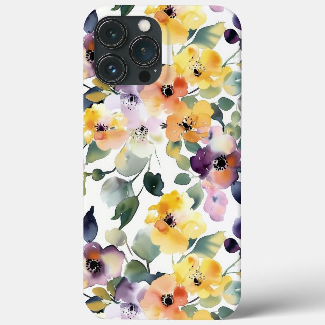 Coques Case-Mate iPhone Aquarelle Jaune Fleurs pourpres Motif sans couture (Verso)