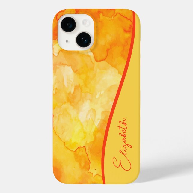 Coques Case-Mate iPhone Aquarelle jaune-orange personnalisée (Verso)