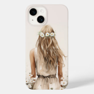 Coque Pour iPhone 14 Aquarelle Jeune Femme Dans Le Champ Maisy
