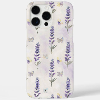 Coques iPhone 16 Pro Max Aquarelle Lavande et Motif de papillons