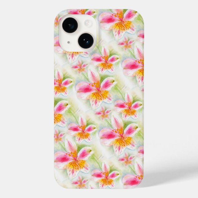 Coques Case-Mate iPhone Aquarelle Lily Alstroemeria péruvienne (Verso)