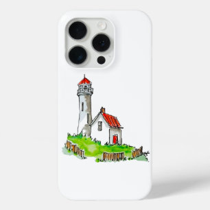 Coque iPhone 15 Pro Aquarelle Little Lighthouse