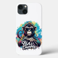 Aquarelle mauvais singe iPhone 13 Coques