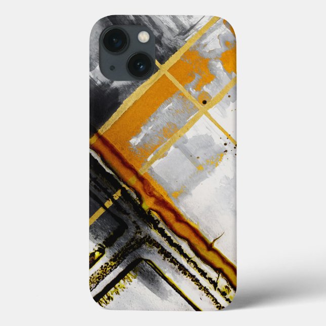 Coques Case-Mate iPhone Aquarelle moderne Abstrait Noir Or Luxe Chic (Verso)