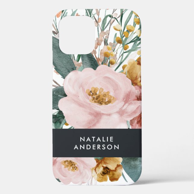 Coques Case-Mate iPhone Aquarelle moderne florale et feuillage élégant (Verso)