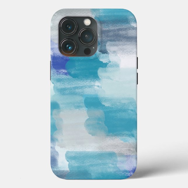 Coques Case-Mate iPhone Aquarelle moderne turquoise et gris Art Abstrait (Verso)