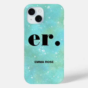 Coque Pour iPhone 15 Aquarelle Monogramme imaginaire élégant moderne mi