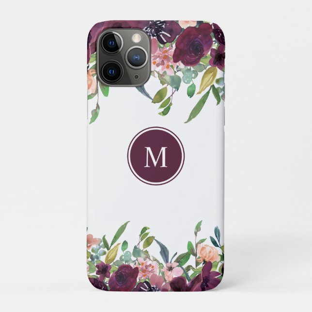 Coques Case-Mate iPhone Aquarelle monographique Floral | Marsala violet ro (Dos)