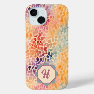 Coque Pour iPhone 15 Aquarelle monographique personnalisée