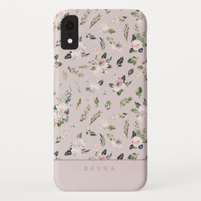 Coques Case-Mate iPhone Aquarelle Motif Floral Mauve (Dos)