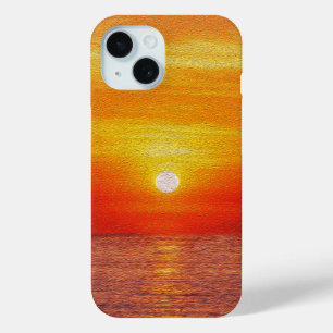 Coque Pour iPhone 15 Aquarelle Océan Sunset Summer Beach Waves